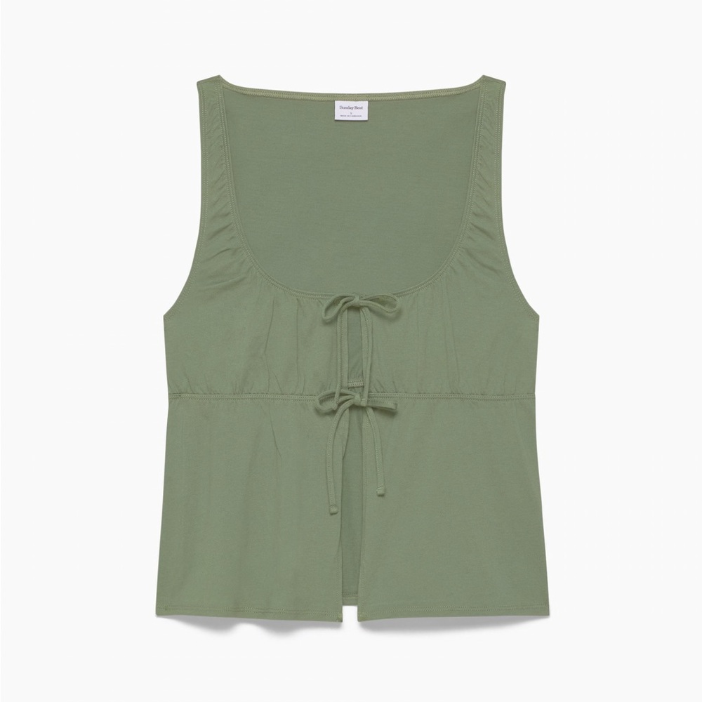 Aritzia Sunday Best Olive Green tie front Tank